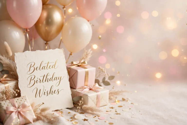 Handwritten belated birthday wishes card with warm birthday message
