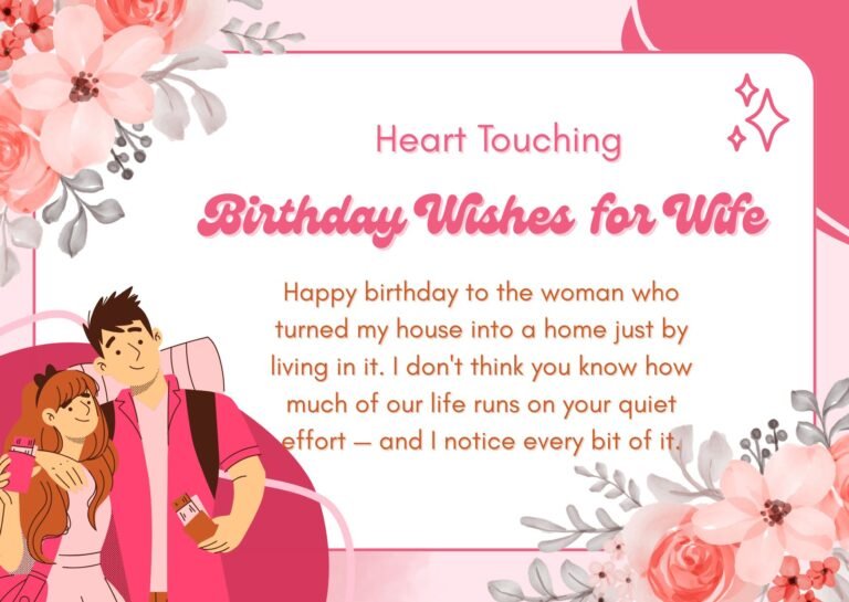 Heart touching birthday wishes for wife written on a card beside flowers
