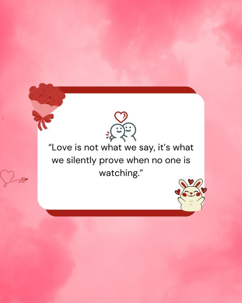 Love is not what we say, it’s what we silently prove when no one is watching.