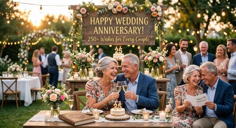Married couple smiling together while celebrating their wedding anniversary